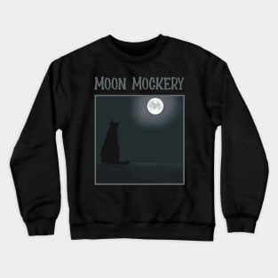 Mouse in the Moon Mocks Cat Sitting on a Fence - cute cat cartoon Crewneck Sweatshirt